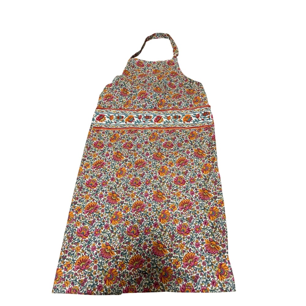 Louise Misha Mado Adult Apron Ivory Winter Garden Floral Organic Cotton NWT